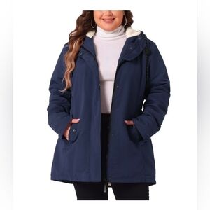 Agnes Orinda Women's Hooded Button Zipper Elastic Waist Fleece Lined Long Sleeve